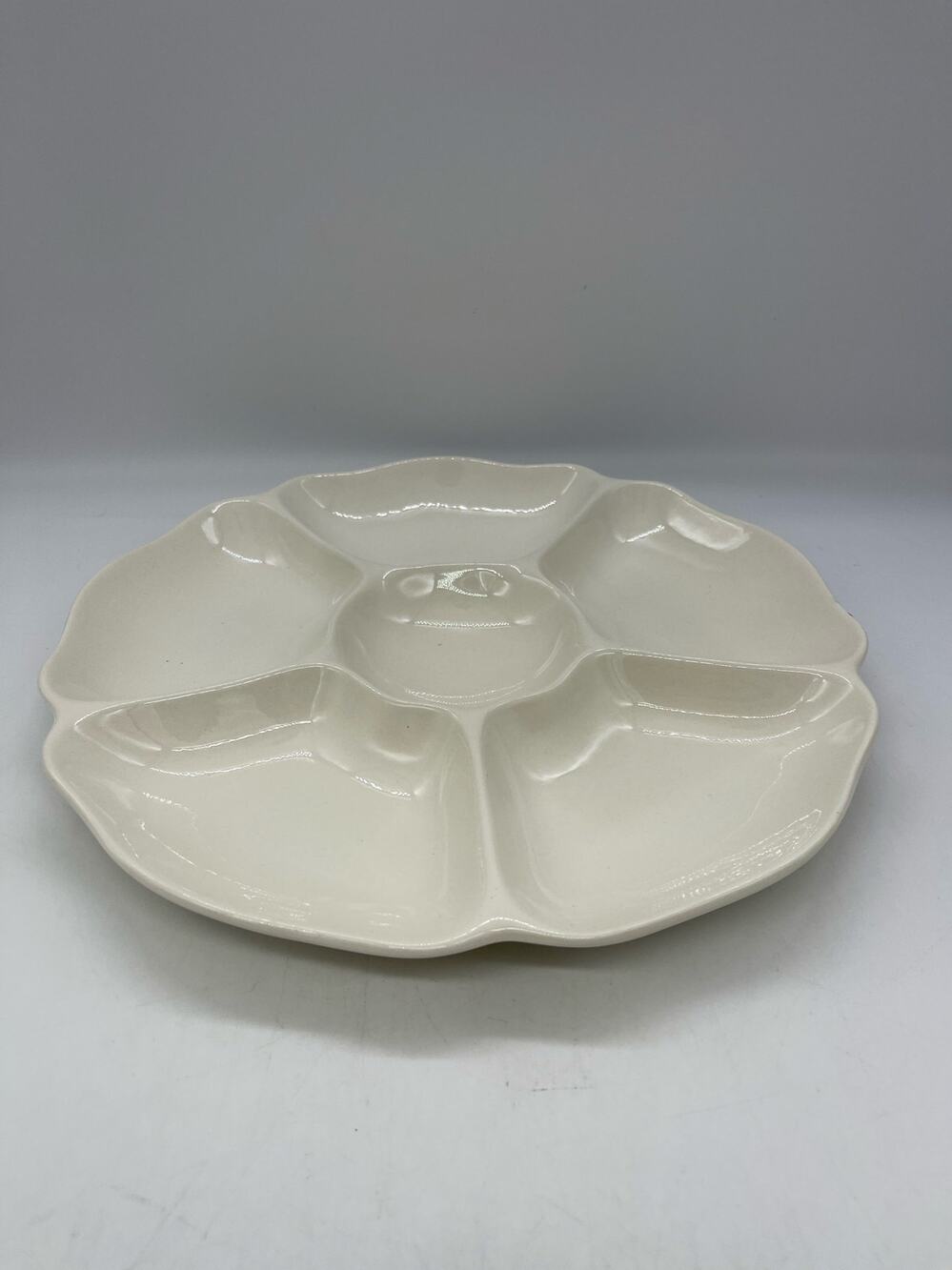 Spode Imperial White Vegetable & Dip Tray w/ Scalloped Rim